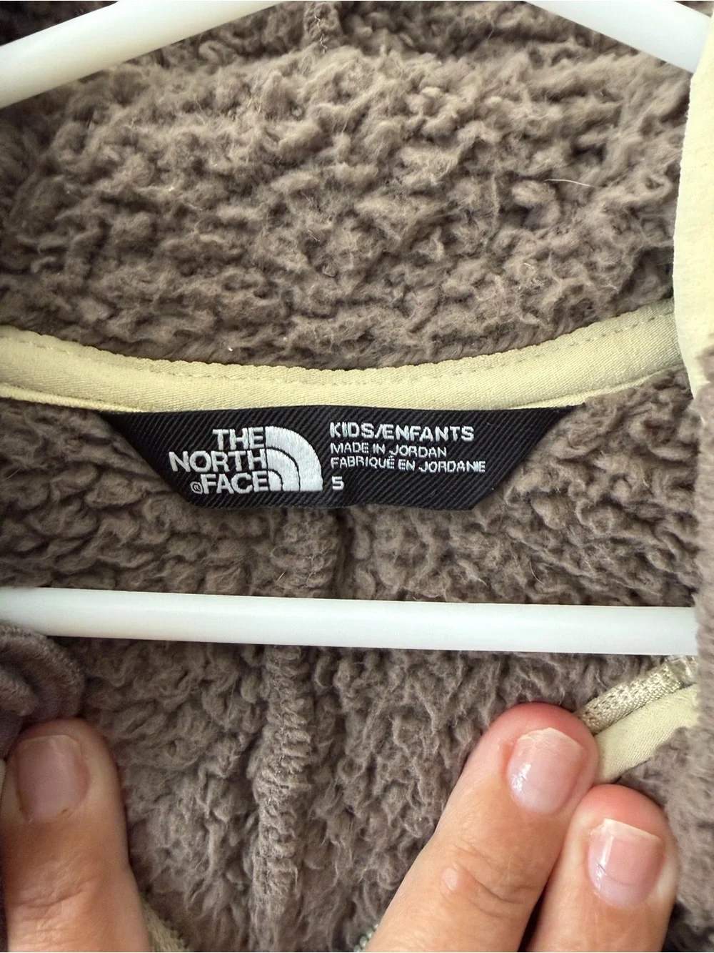 The North Face Brown Sherpa Zip Hooded Sweatshirt with Cream Trim